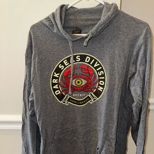 Dark Seas Division Men’s Gray Hooded T-shirt w/ Red Crab Design